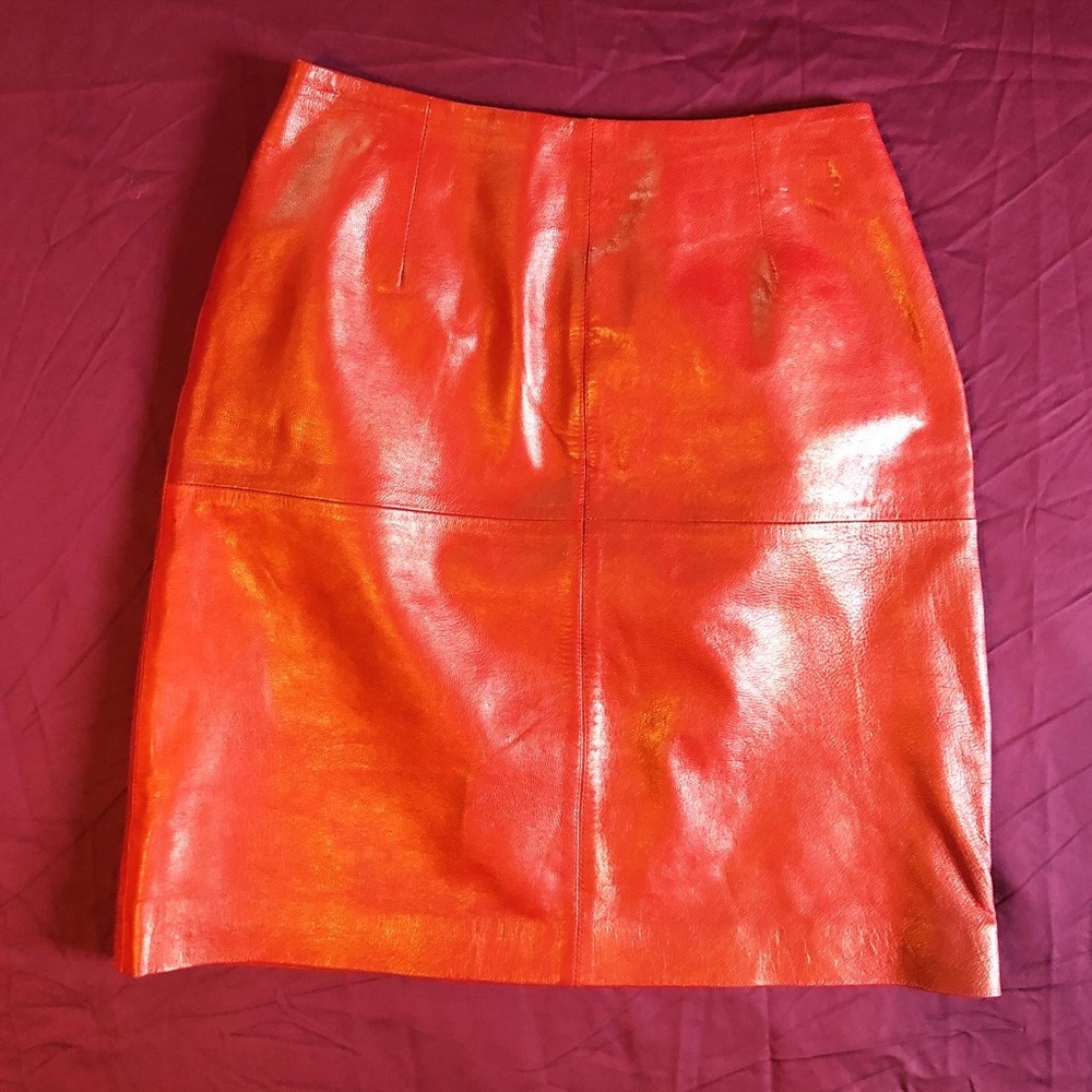 Red Leather Mini Skirt